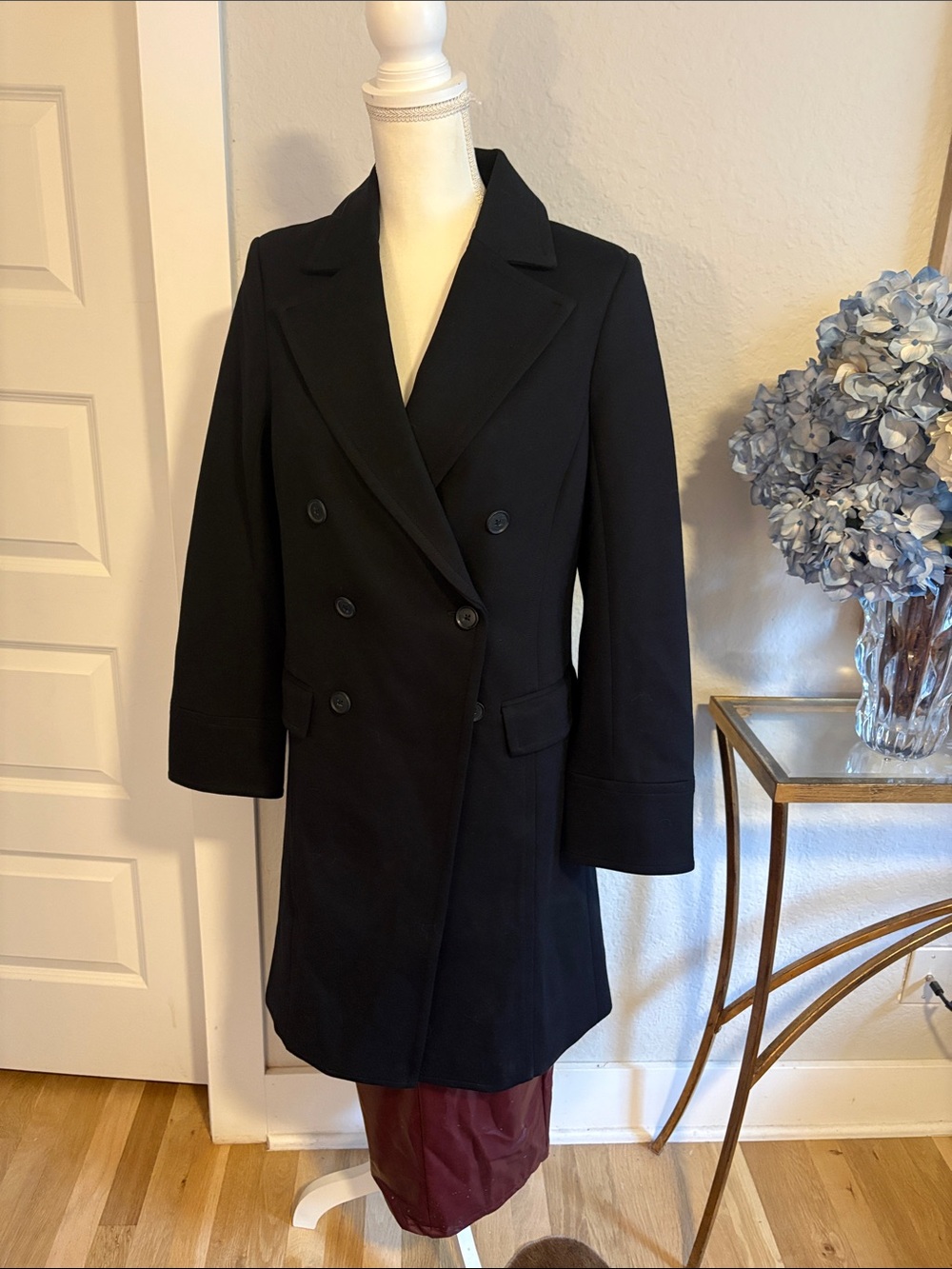 SPANX Women's Black Double-Breasted Pea Coat